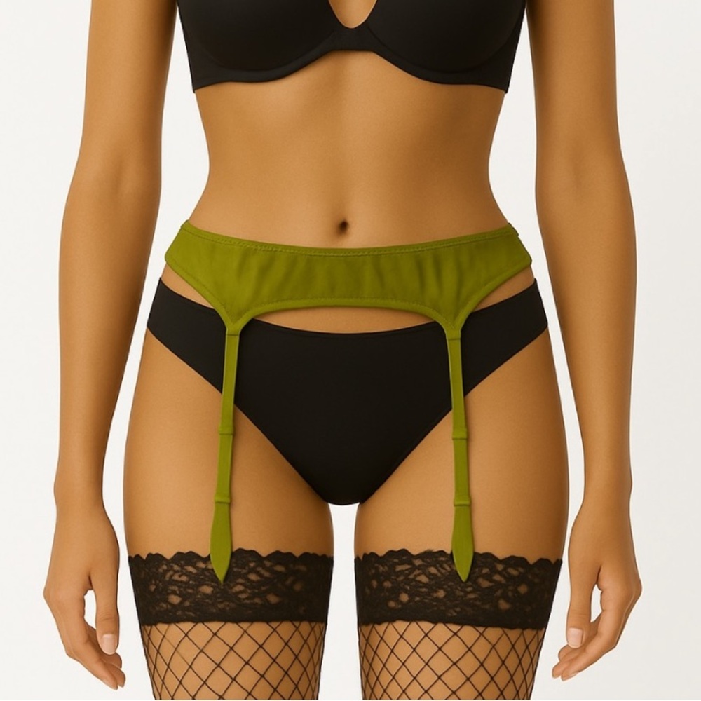 Victoria’s Secret Olive Green Silk Garter Belt | Adjustable Size M